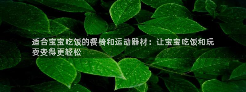 德国意昂3集团：适合宝宝吃饭的餐椅和运动器材：让宝宝吃饭和玩